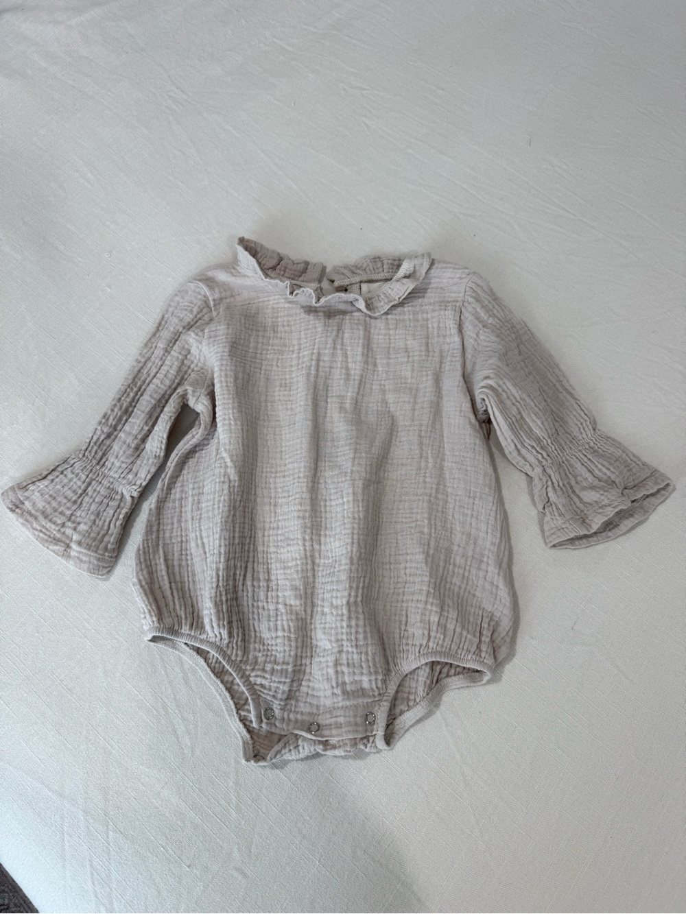 Beige Ruffle Collar One-Piece